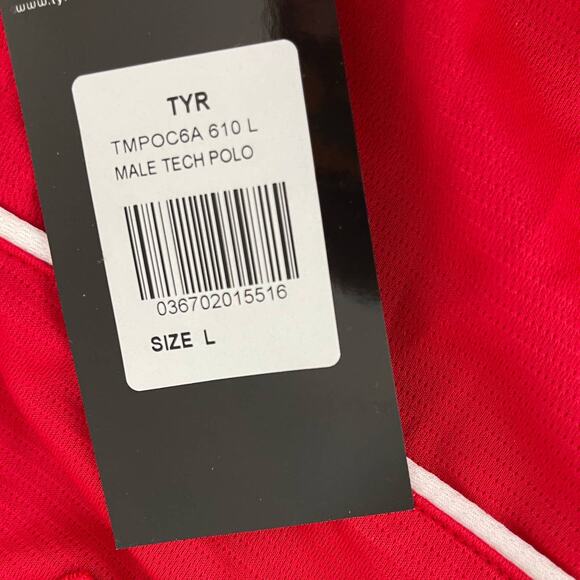TYR Apparel Men's Tech Polo Shirt - Red Textured - TMPOC6A - Size Large - $44 - Picture 3 of 7